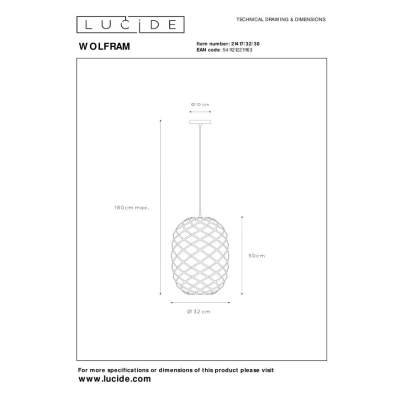 lafabryka.pl Lampa wisząca czarna WOLFRAM 21417/32/30 Lucide